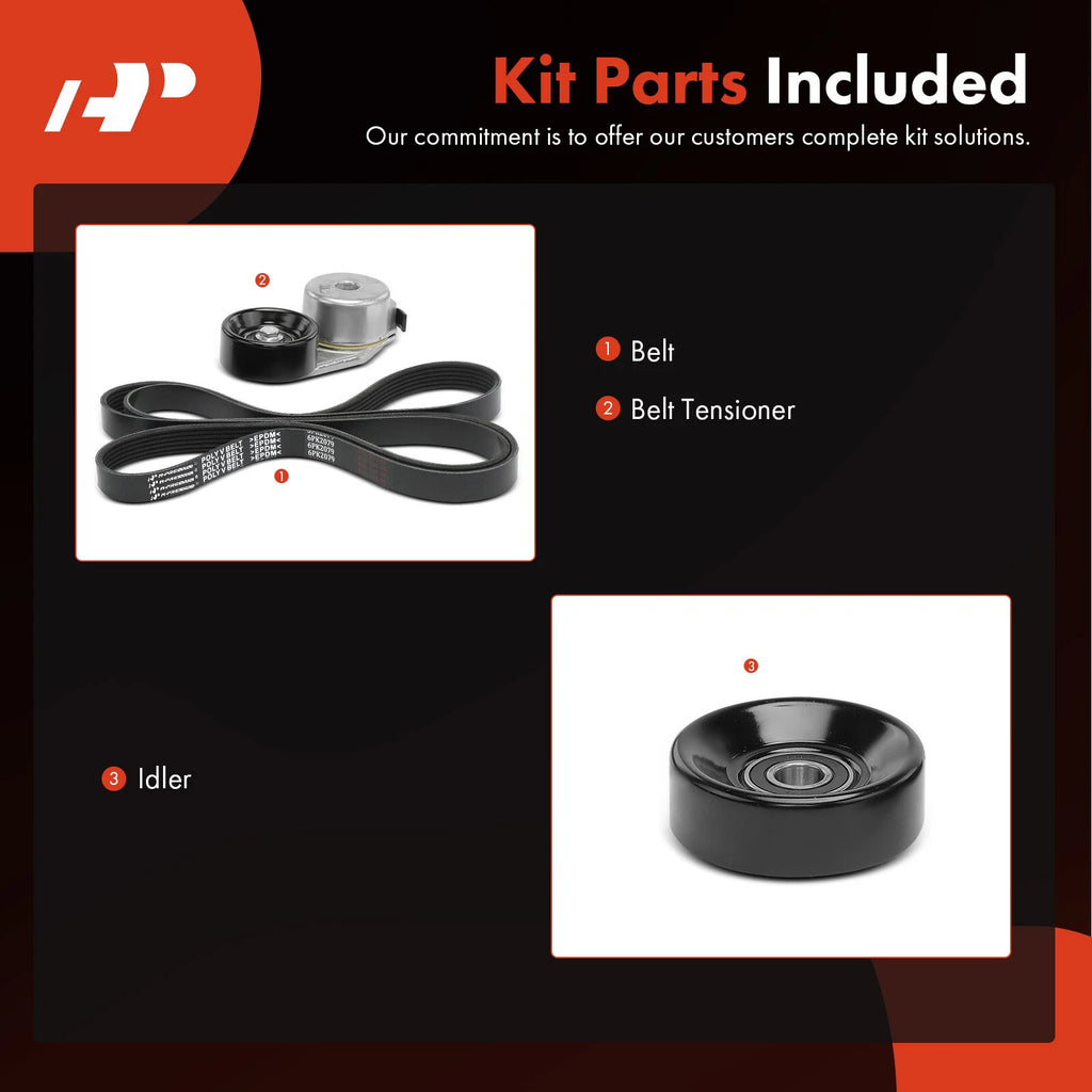 3X Serpentine Belt Drive Component Kit for Ford Ranger (1998-2001)