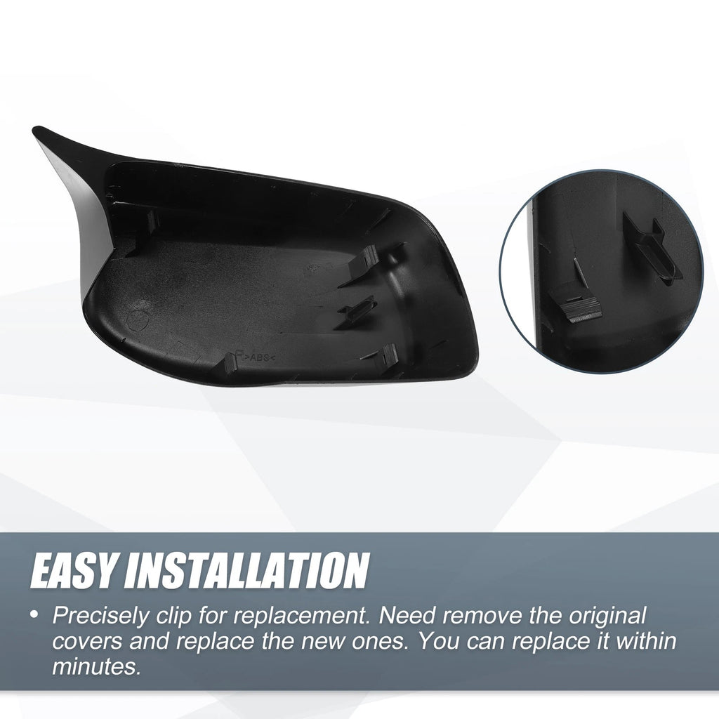 Pair Rearview Mirror Cover Cap Gloss Black for BMW 5 Series E60 E61