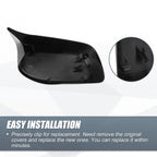 Pair Rearview Mirror Cover Cap Gloss Black for BMW 5 Series E60 E61