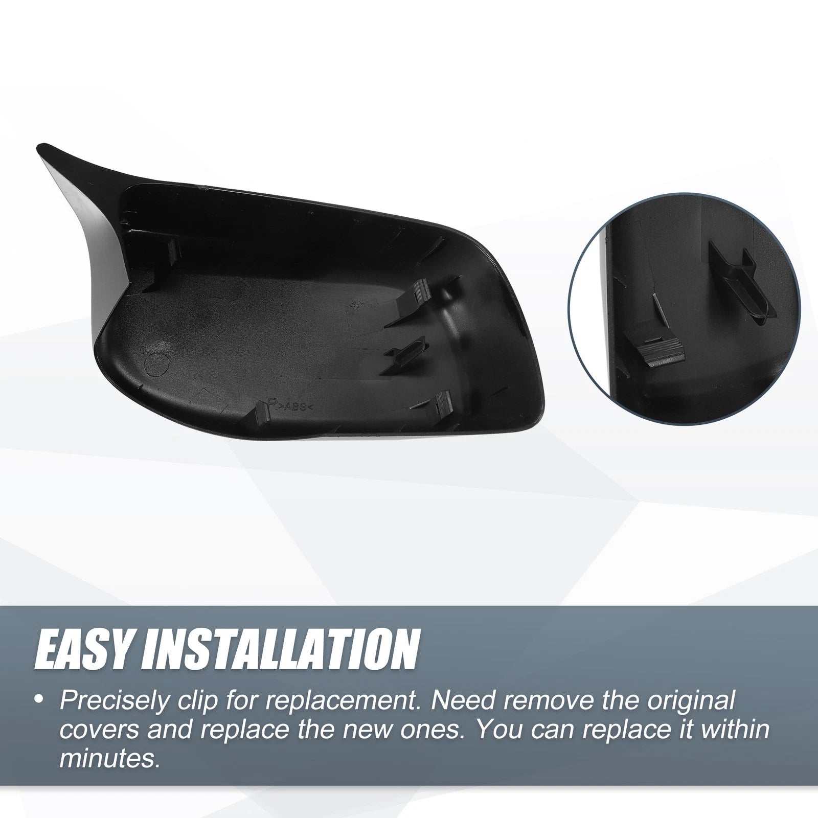 Pair Rearview Mirror Cover Cap Gloss Black for BMW 5 Series E60 E61