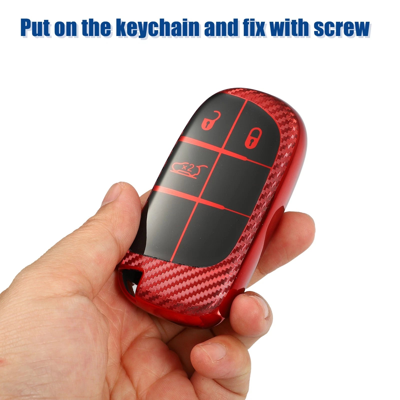 TPU 3 Button Keyless Entry Remote Cover for Dodge Charger Hellcat (2019–2023) Red