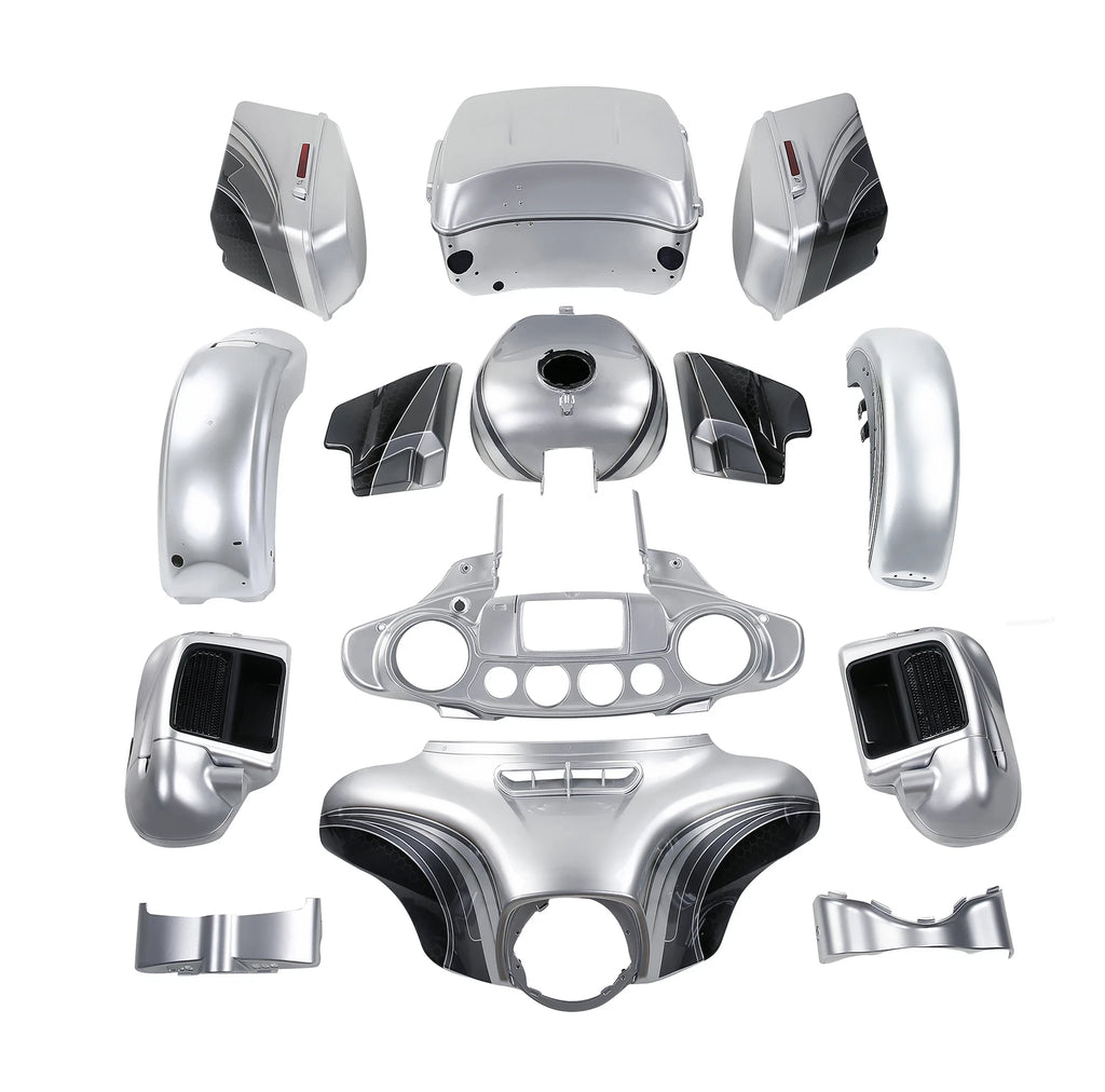Fairings Bodywork for Harley Electra Glide (2014–2024) Silver/Black Honeycomb Fade
