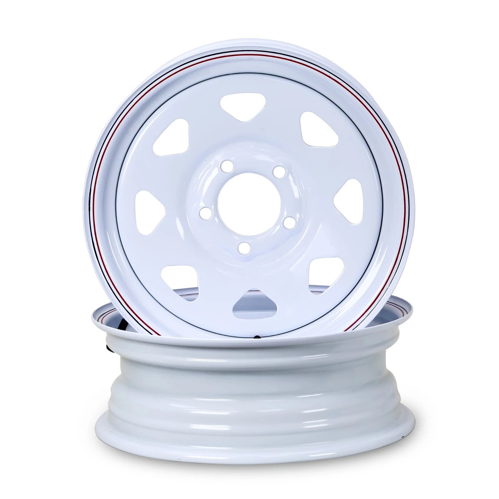 Set of 2 Libra 15 x 5 Trailer Wheels 5 Lug 4.5" Bolt Pattern White Spoke