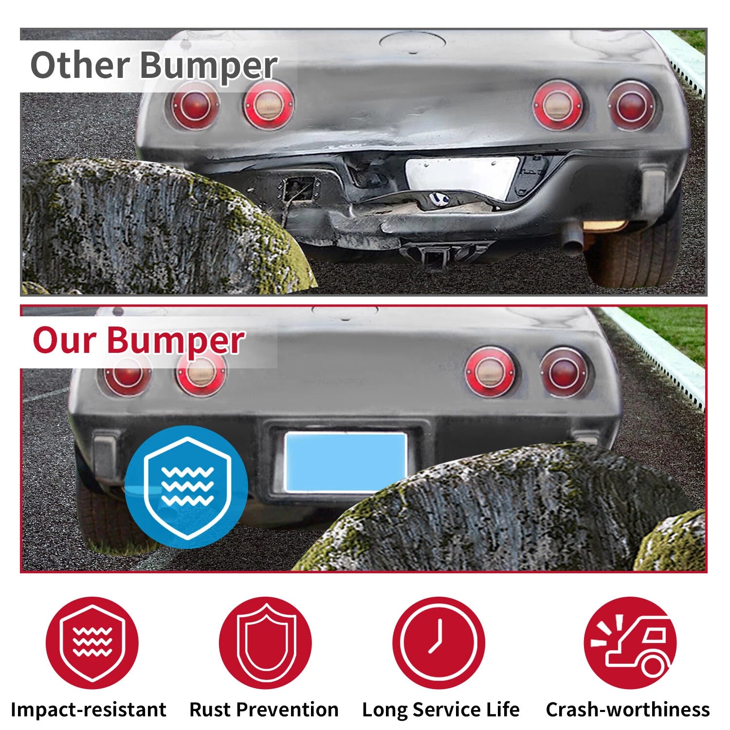 Rear Bumper Cover for Corvette C3 (1975) - Black Fiberglass