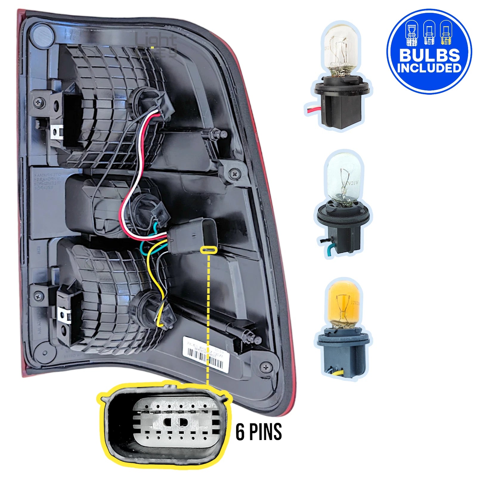 Halogen Tail Light Chrome Bezel w/ Bulb Driver Left Side for Ram 1500 (2019–2023)