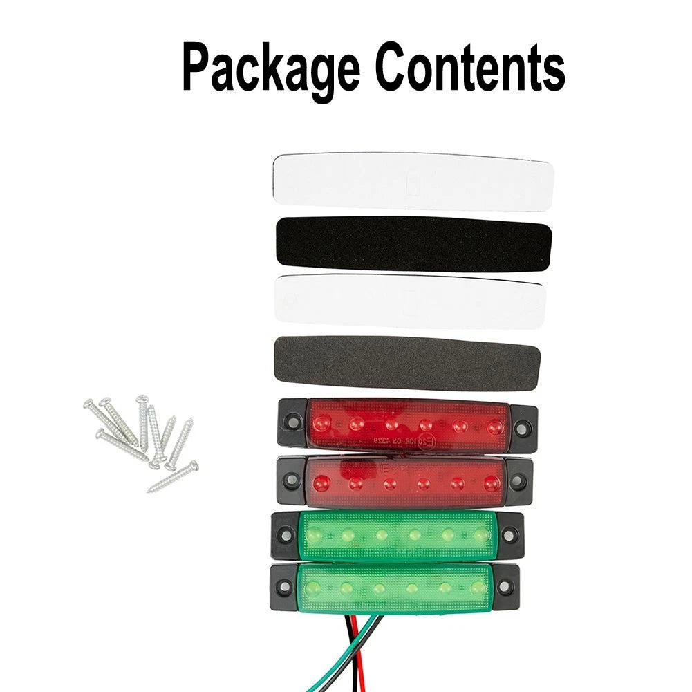 6LED Navigation Lights for Boat (DC12V) - Green & Red Starboard Lamps
