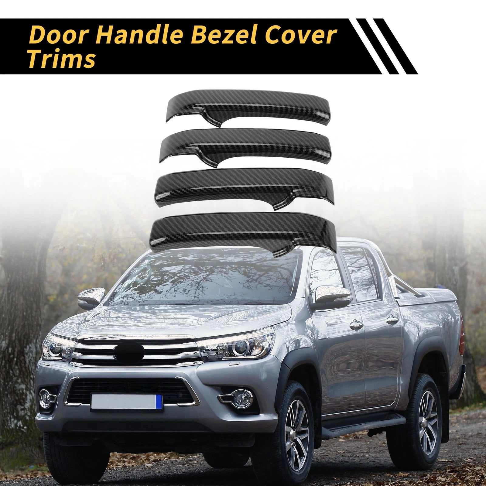 Set of 4 Carbon Fiber Door Handle Bezel Covers for Toyota Tundra (2014–2021)
