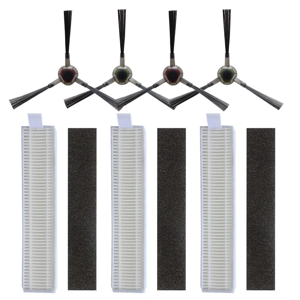3 Filters & 4 Side Brushes for ECOVACS Ozmo Slim 11 (2019–2021)