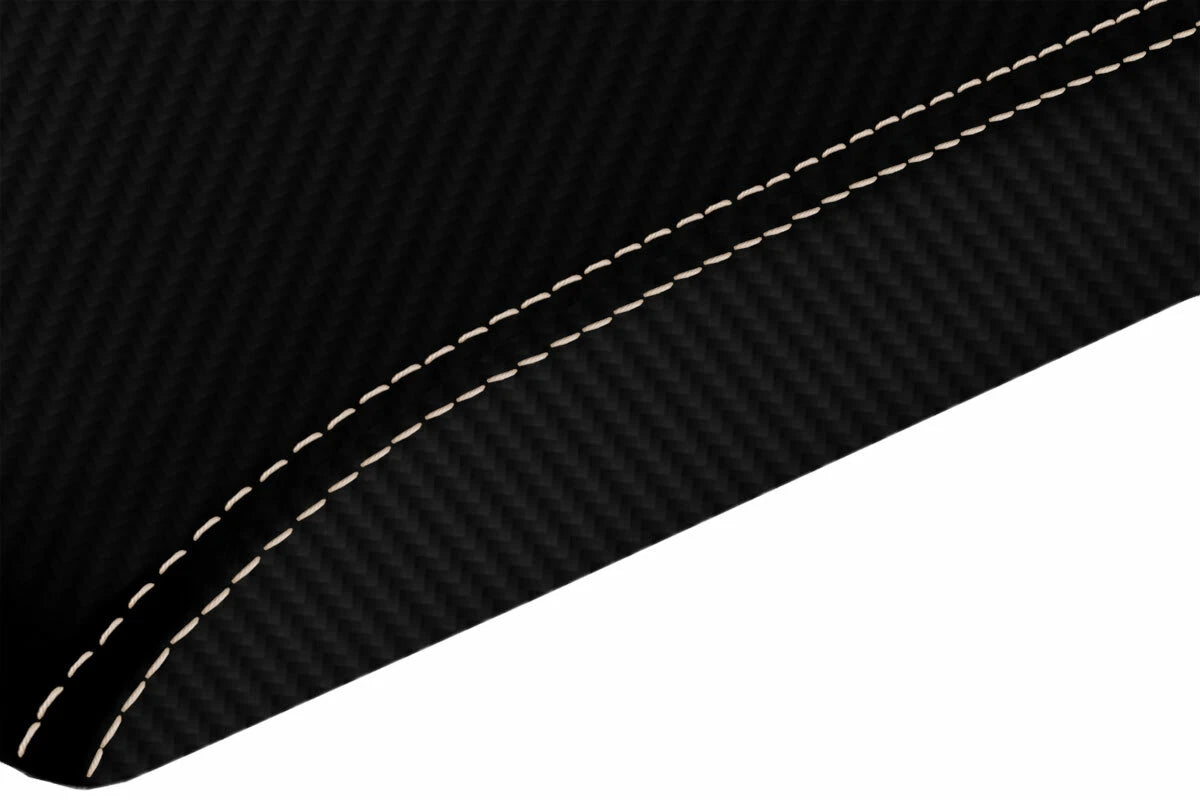 Console Lid Armrest Cover for Ford Flex (2009–2019) Carbon Fiber Beige Stitch