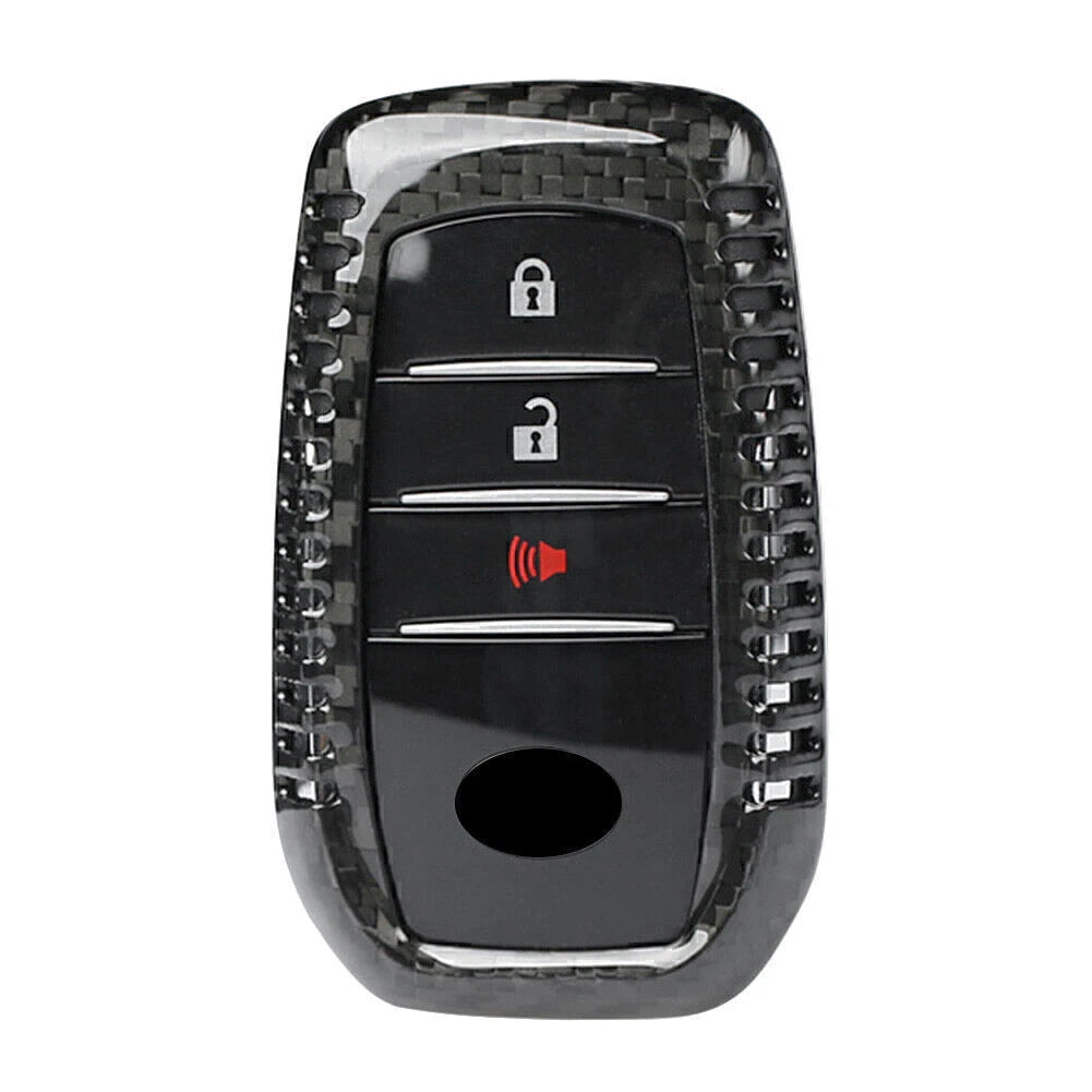 Carbon Fiber Key Fob Case Cover for Toyota Alphard RAV4 Hilux (2016–2023)