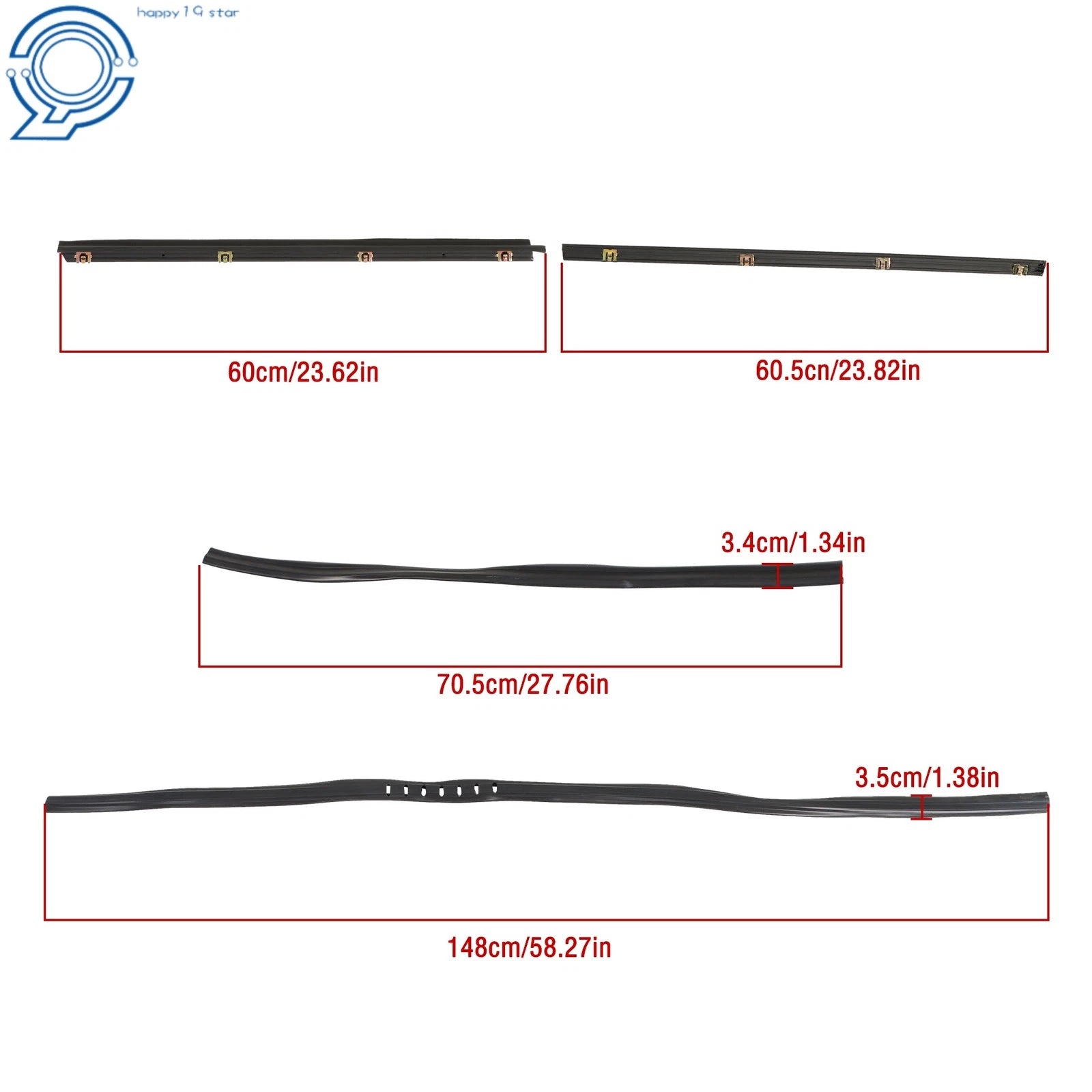 Set of 10 Weatherstrip Seals for Jeep Wrangler YJ CJ7 CJ8 (1976–1995)