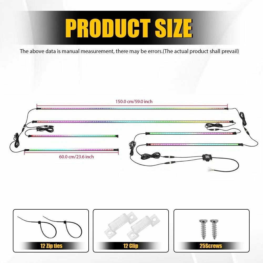 LED Underglow Double Row Strip Lights for Car (RGB)