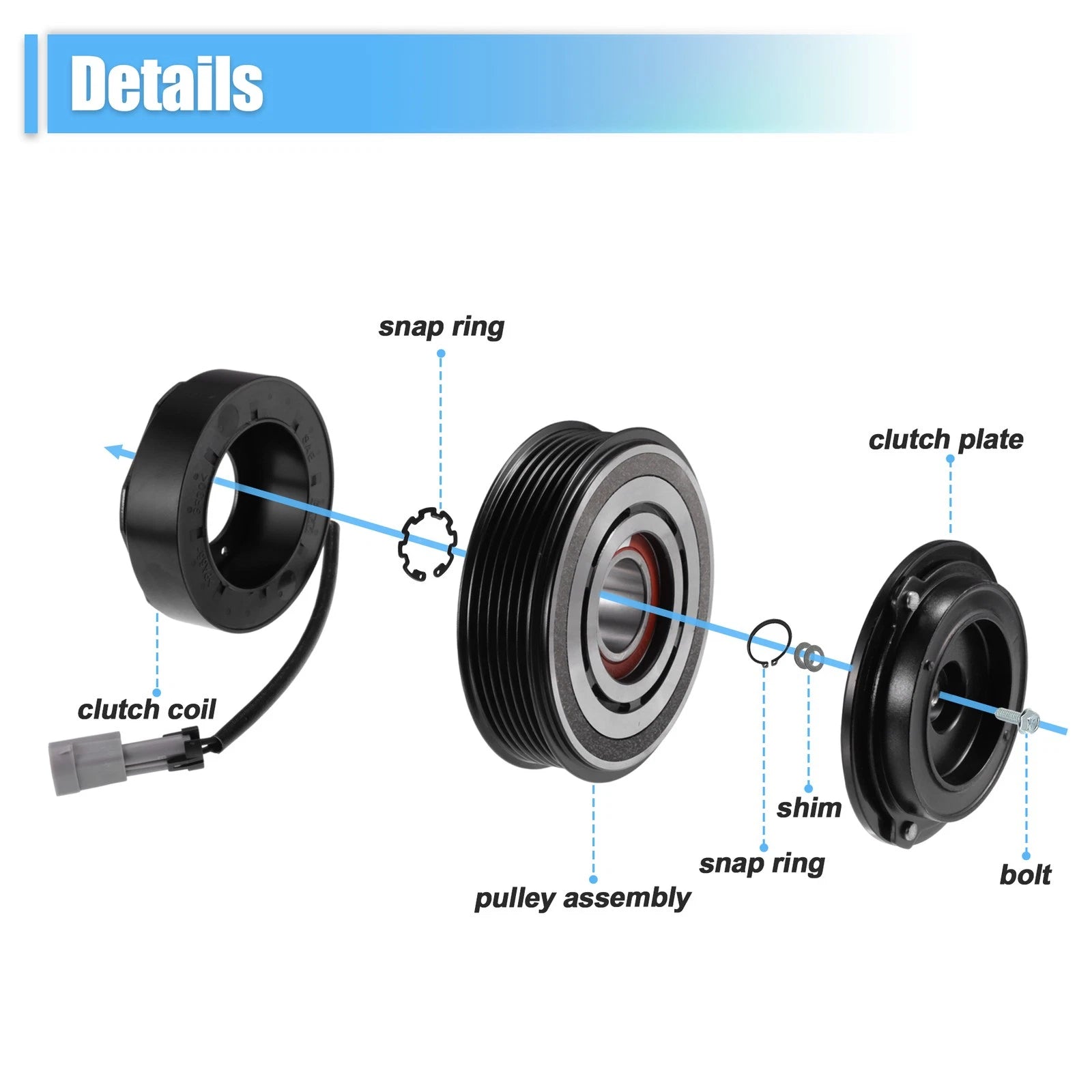 AC Compressor Clutch Kit for Chevrolet Silverado 2500HD (2002–2013) 8 Cyl 6.6L