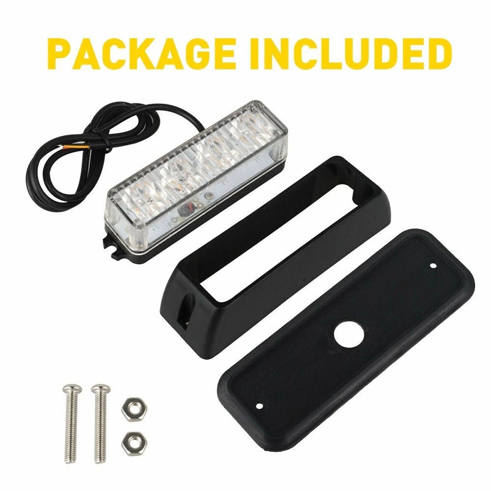 Amber/White Emergency Strobe Light Bar for Universal Vehicles