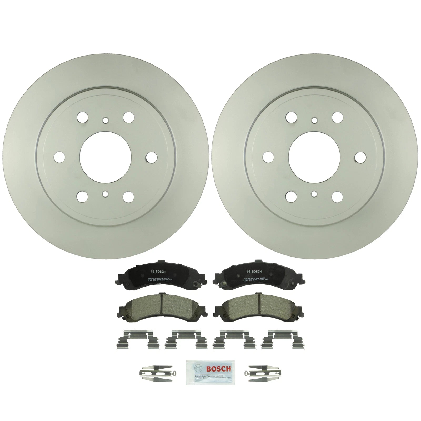 Set of 2 Bosch Rear Vented Rotors & Ceramic Brake Pads for Chevy GMC