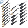 12-Pack Ratchet Straps 1" x 15ft 1500 lbs Break Strength w/ S-Hooks
