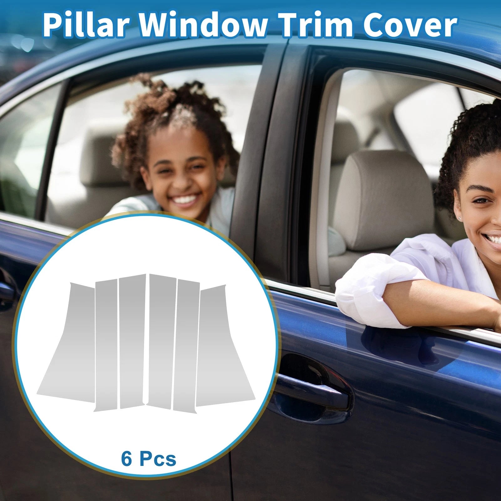 6 Pcs Door Pillar Window Trim for Mitsubishi Pajero (2016–2023) Silver Tone
