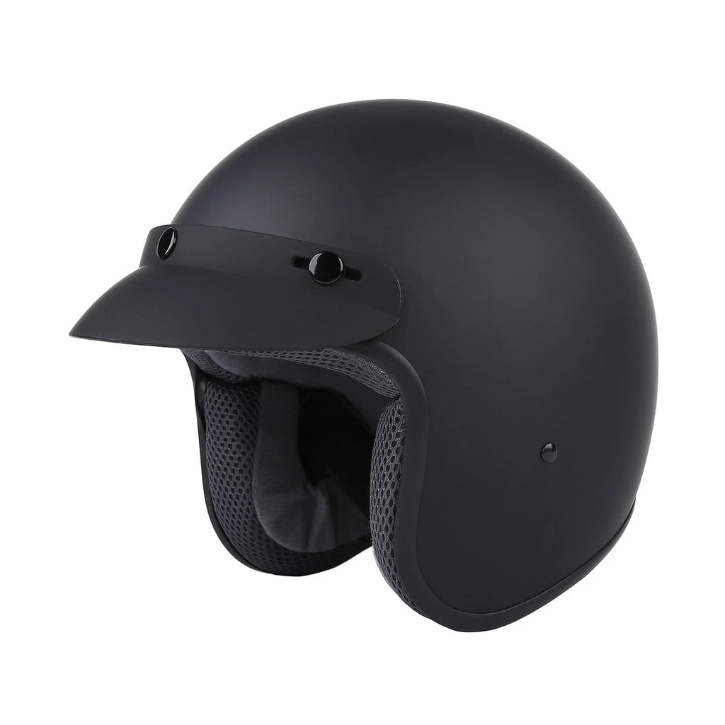 Open Face Helmet for Scooter Motorcycle (S, M, L, XL) Matte Black