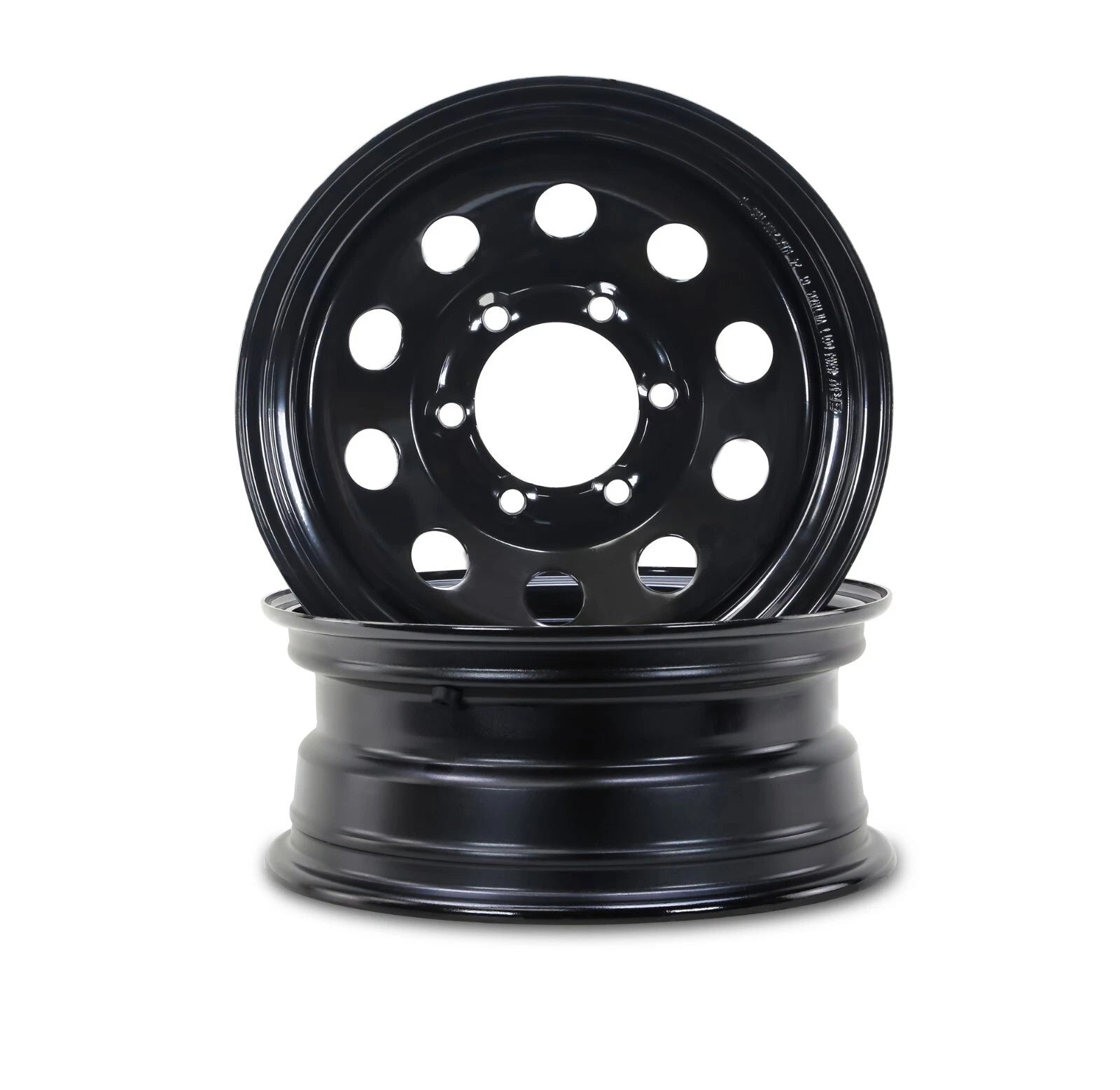 Set of 2 Libra 15x6 Trailer Wheels 6 Lug 5.5" Bolt Pattern Black Mod