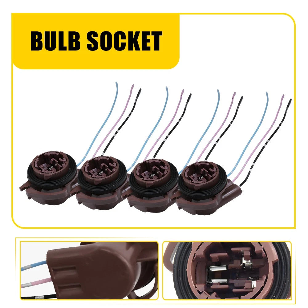 Set of 4 3157 4157NA Bulb Socket Turn Signal Light Harness for