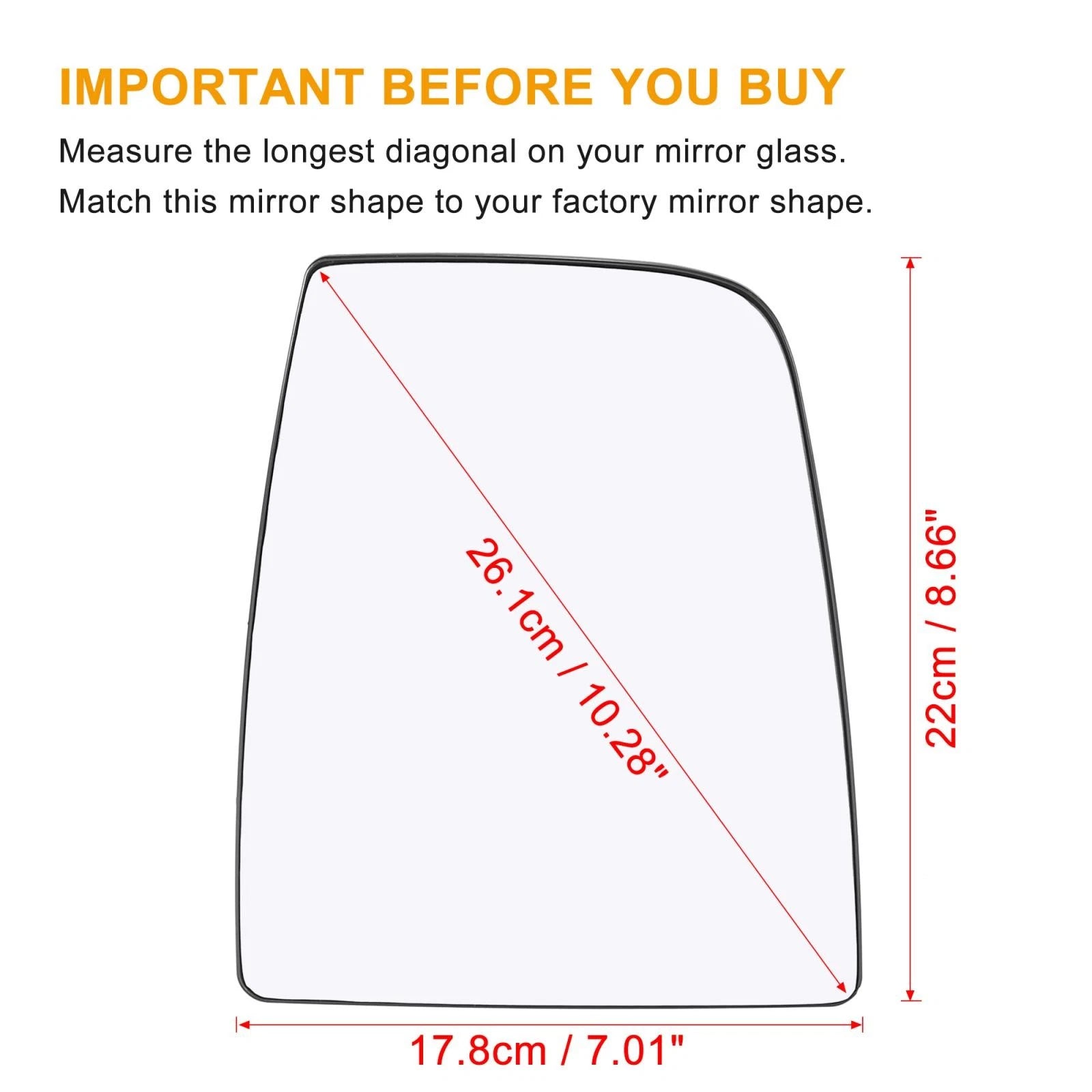 Right Passenger Side Mirror Glass with Backing Plate for Ford Transit (2015–2020)