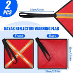 2X Safety Flags with Reflective Tape for Boat Truck (32x32 cm)
