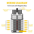12 Way Blade Fuse Block Box Holder with LED Indicator for Universal (12V)