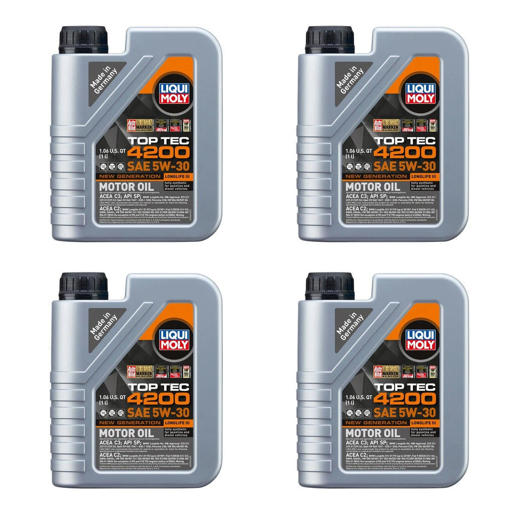 Set of 4 Liqui Moly Top Tec 4200 5W-30 Engine Motor Oil (1L each)