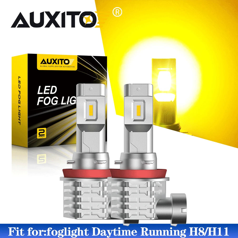 2X AUXITO 9145 9140 LED Fog Light Bulbs 3000K 4000 LMs Golden Yellow
