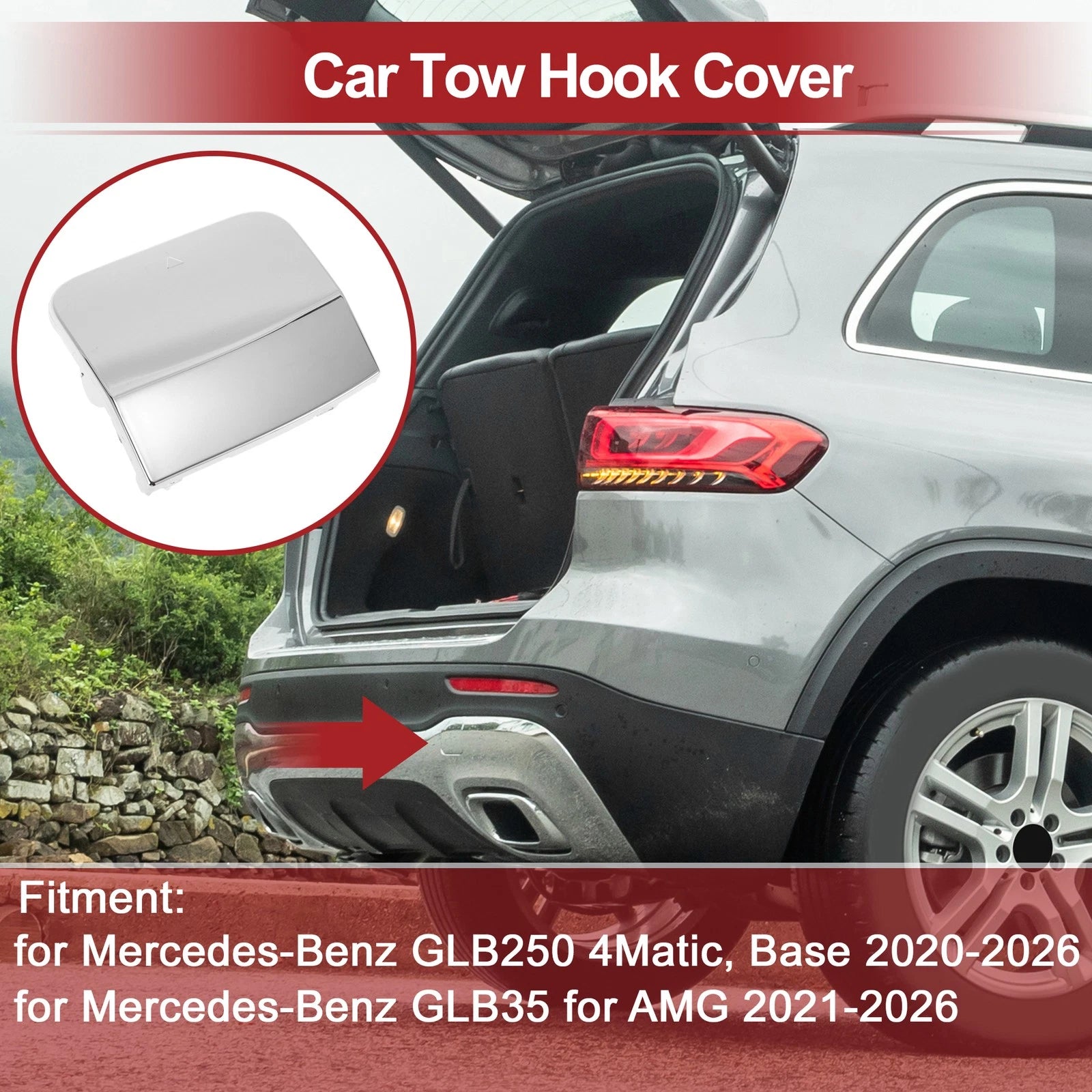 Tow Hook Cover Cap for Mercedes-Benz GLB250 (2019–2023) No. 2478857301 Silver