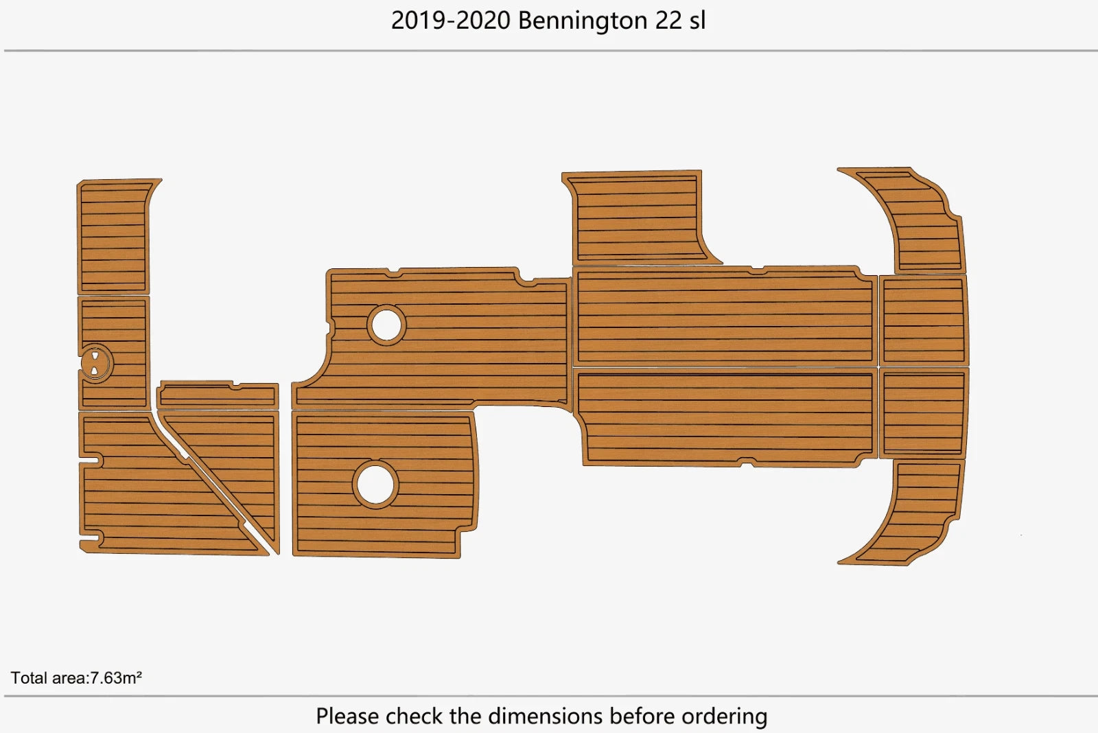 EVA Pad Teak Deck Flooring Mat for Bennington 22 SL (2019–2020)