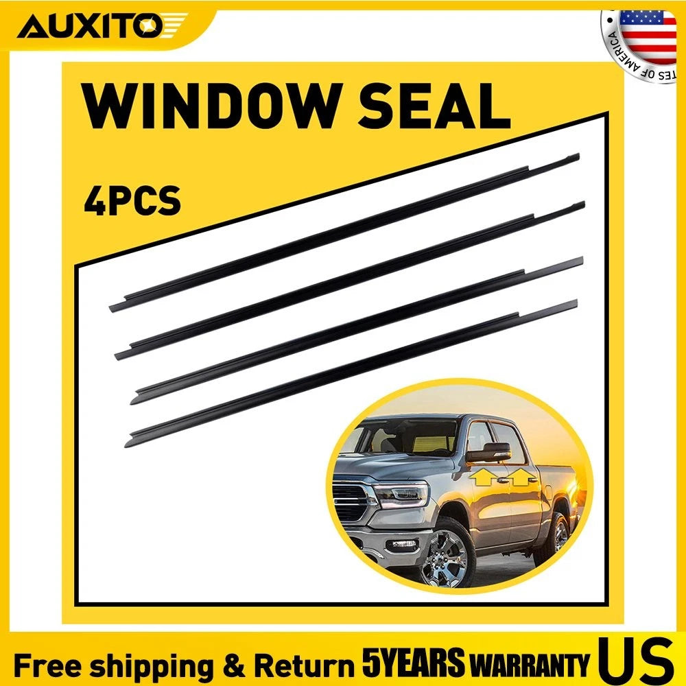 4X Weatherstrip Window Moulding Trim Seal for Ram 1500 2500 3500 (2009–2021)