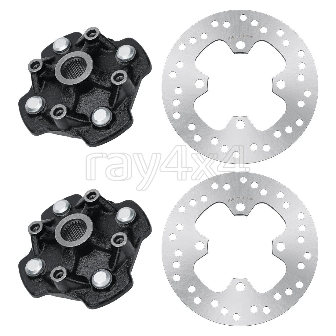 Front Left Right Wheel Hubs & Brake Disc Rotor for Honda Rancher 420 (2007–2014)