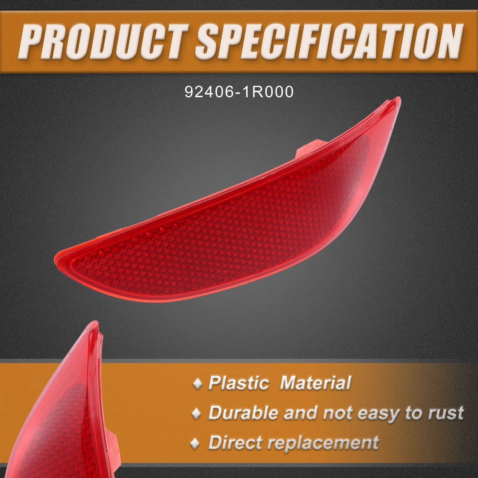 Rear Right Bumper Reflector Light Cover for Hyundai Accent (2010-2017)