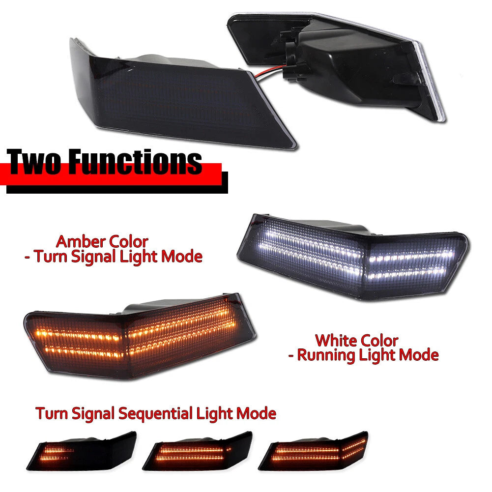2X Smoke Switchback LED Turn Signal Blinker Corner Lights for Jeep Patriot (2007–2017)