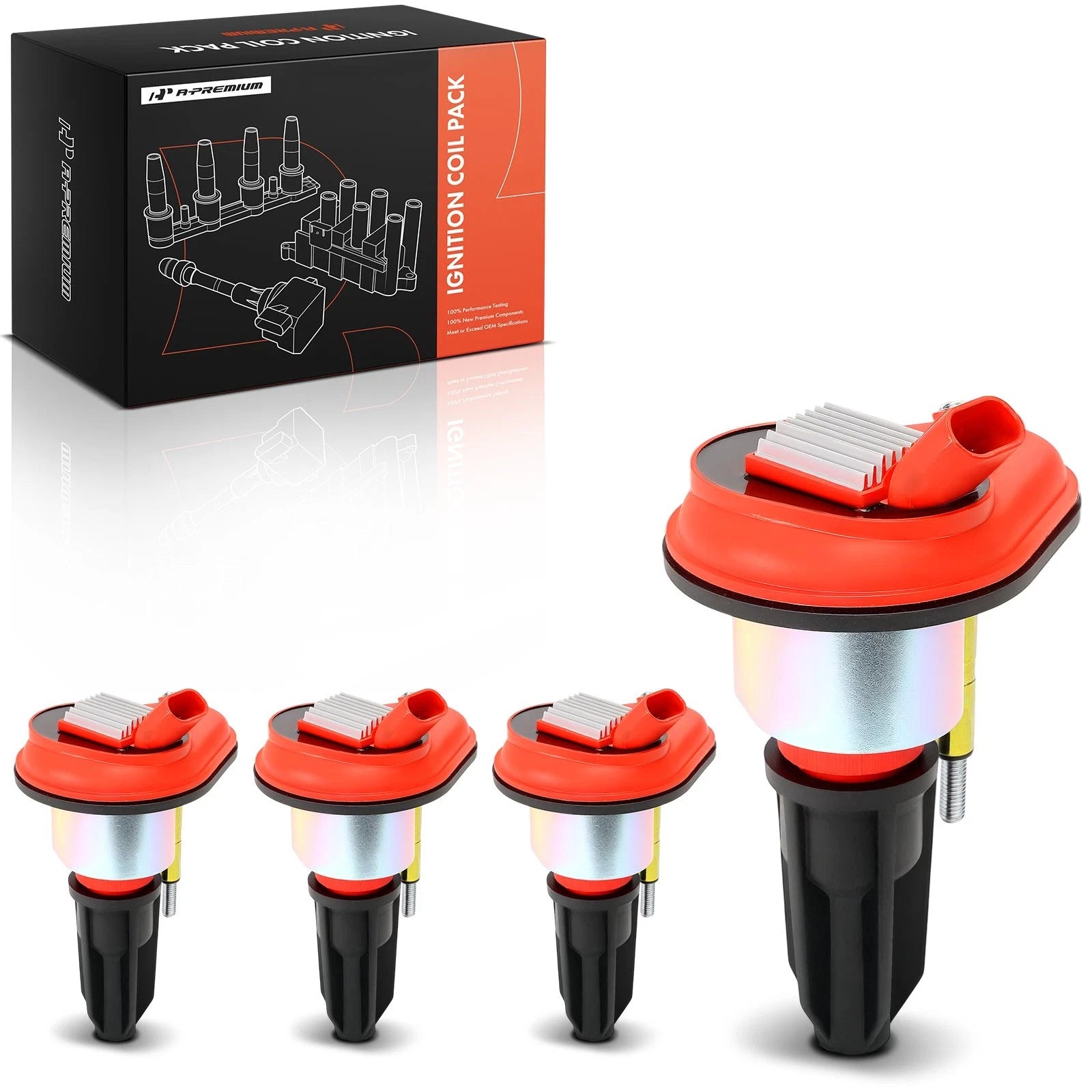 Set of 4 Red Ignition Coils for Chevy Colorado GMC Canyon (2004–2006)