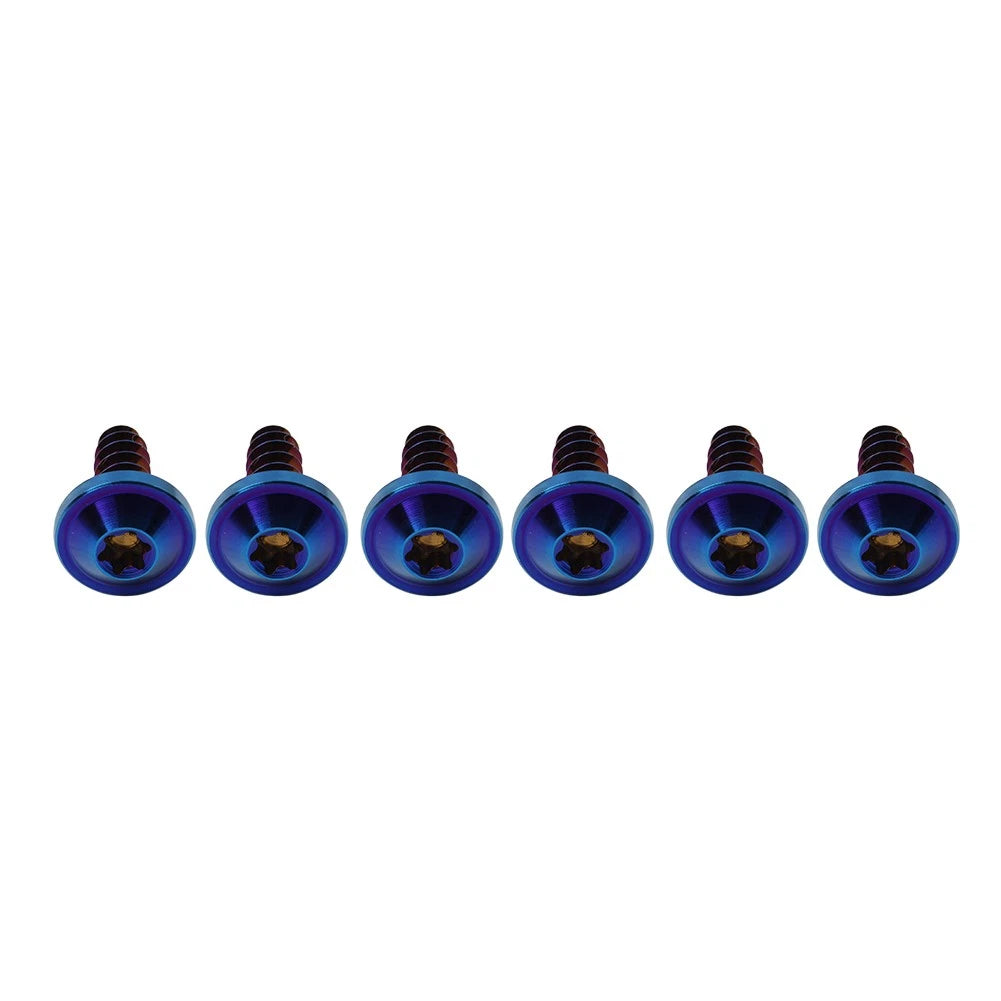 Set of 6 Titanium M5x15mm Torx Head Self Tapping Screws for Automotive Use