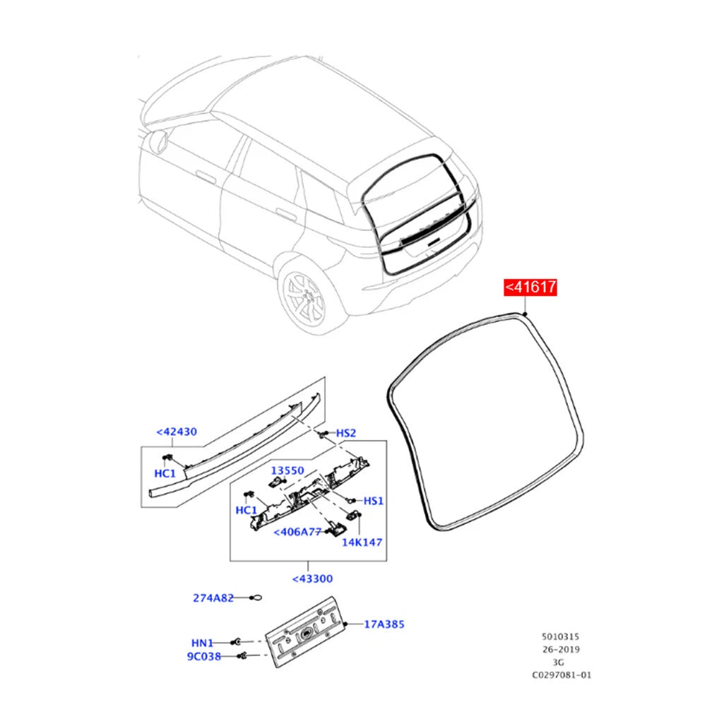 Tailgate Weatherstrip Seal LR128754 for Land Rover Range Rover Evoque (2020–2024)