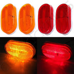 Set of 7 Amber & 5 Red Oval Side Marker Lights for Trailer Truck (6 Diodes)
