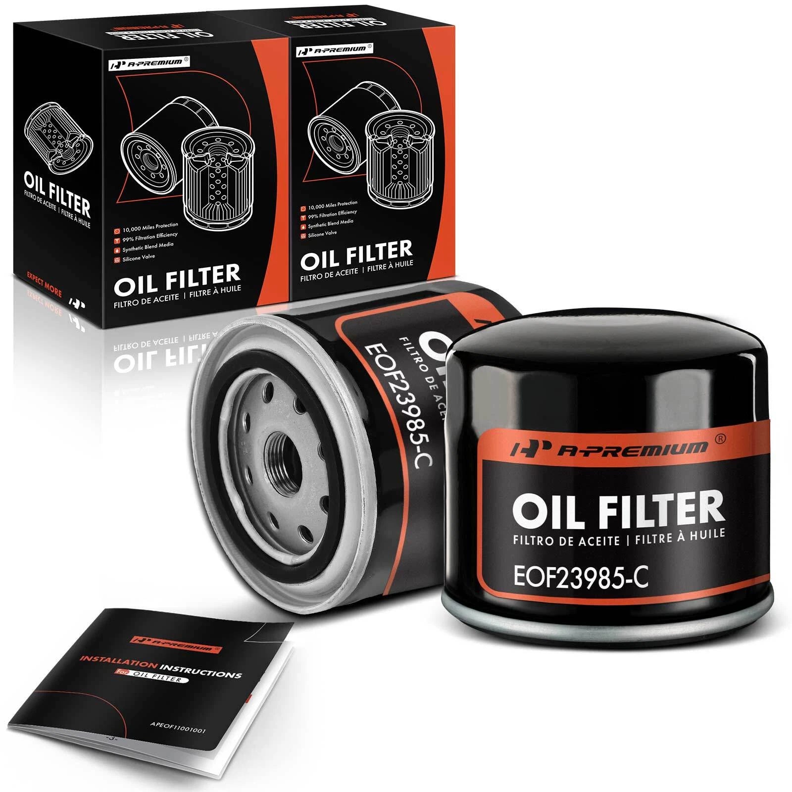 2X Engine Oil Filter for Jeep Wrangler Cherokee (1985–1993)