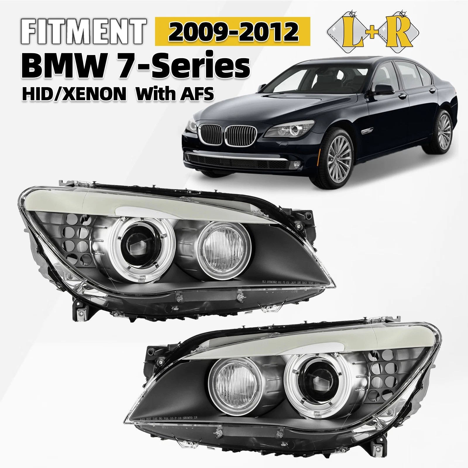 HID AFS Headlight Pair for BMW 7 Series F01 F02 (2009–2012)