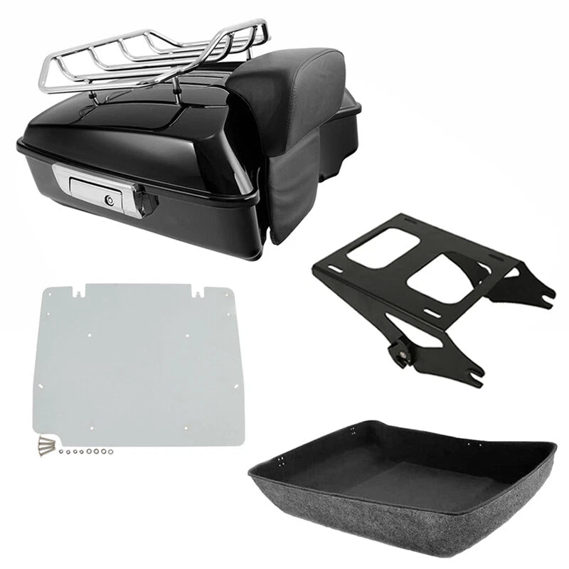 Chopped Trunk Backrest Pad Mount Rack Plate for Harley Street Glide (2014–2026)