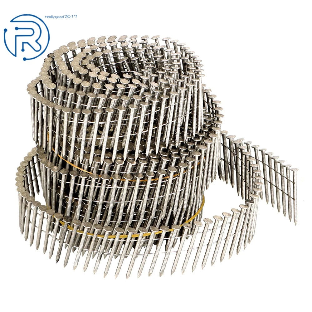 Set of 3600 Ring Shank Stainless Siding Nails 1-1/2" 15 Degree Coil