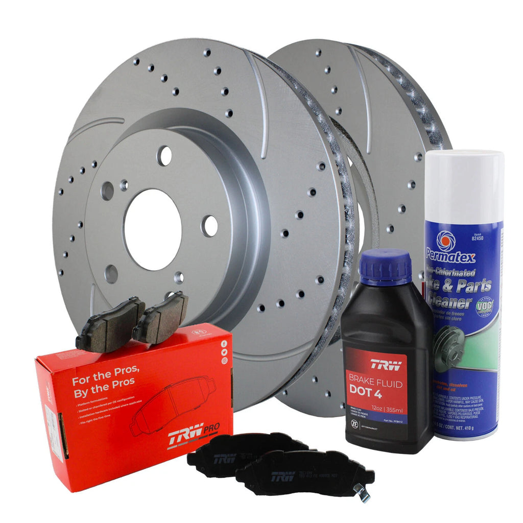 Front Brake Kit 296mm Drilled Rotors & TRW Pro Ceramic Pads for ES350 Avalon Camry (2007–2018)