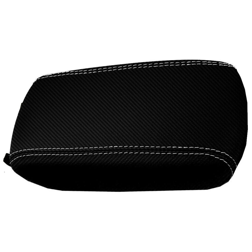 Console Lid Armrest Cover for Kia Sportage (2017–2020) PVC Carbon White Stitch