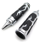 1 Pair Chrome Flame Spike Hand Grips for Honda Suzuki Kawasaki Yamaha