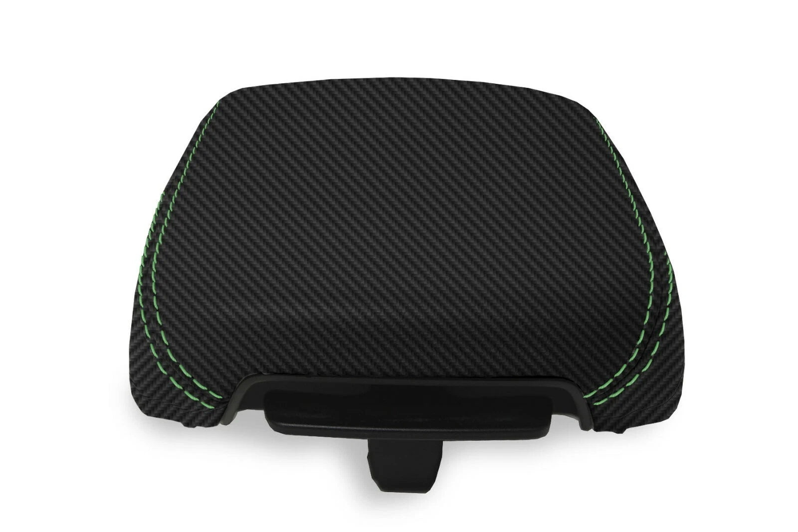 Console Lid Armrest Cover for Hyundai Kona (2018–2020) Carbon Fiber Green Stitch
