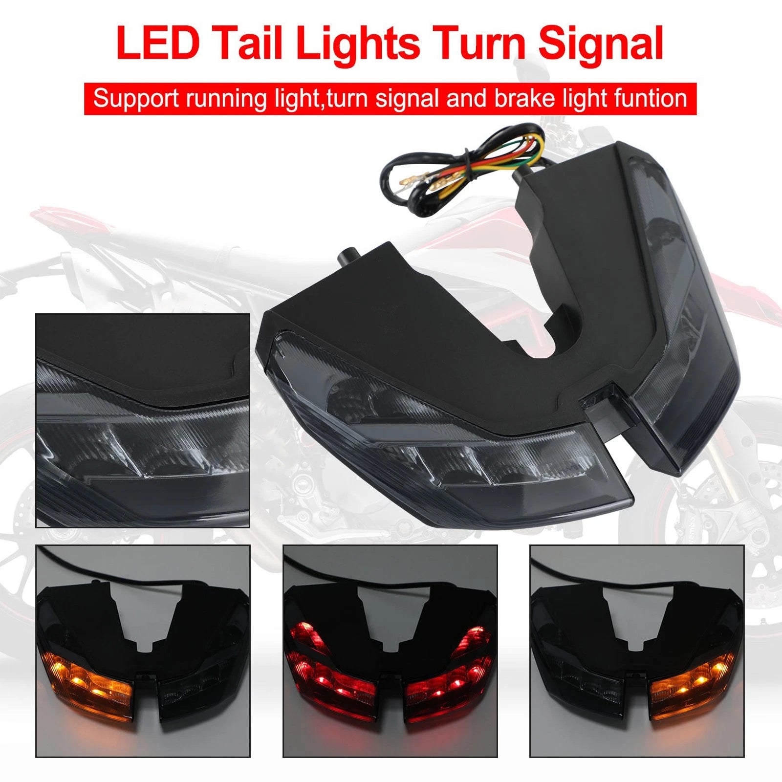 Tail Lights Turn Signal for Ducati Hypermotard 821 939 950 SP (2012–2021) Black