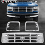 Grille Headlight Door Kit Chrome for Ford F150 F250 F350 Bronco (1992–1997)