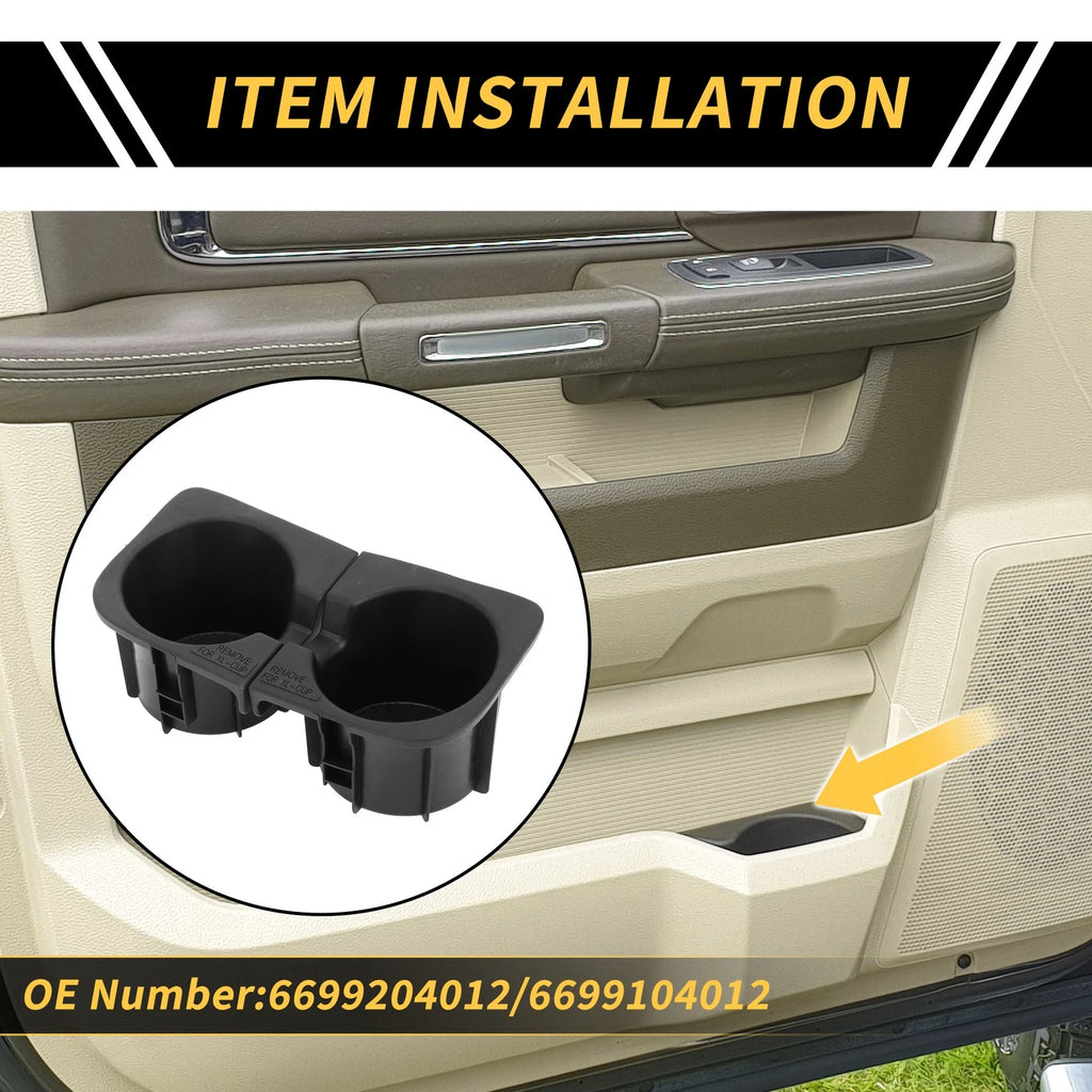 Set of 2 Center Console Cup Holder Inserts for Toyota Tacoma (2010–2015) No. 6699204012 Black